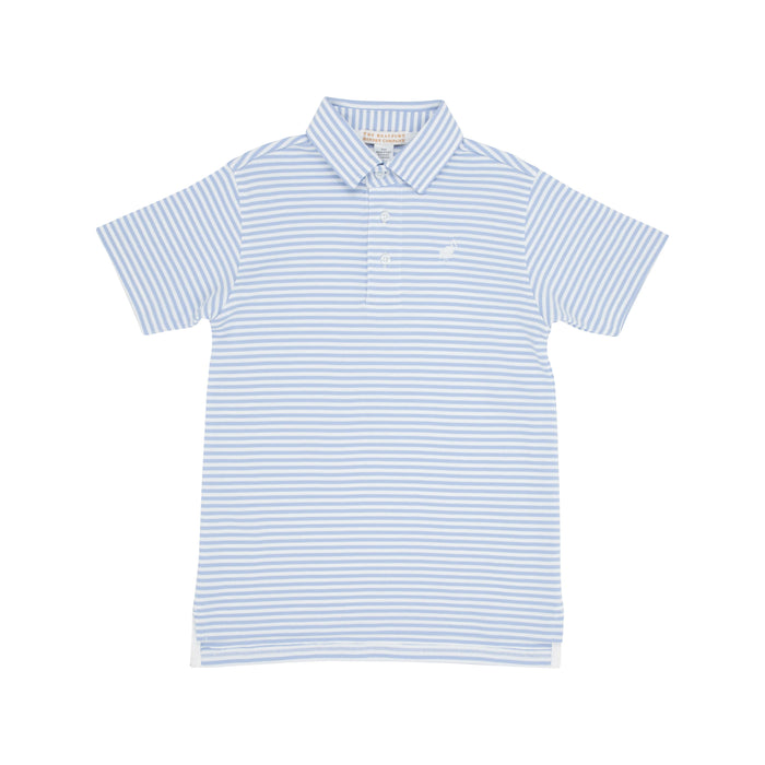 Prim and Proper Polo | Beale Street Blue Stripe with Worth Ave White