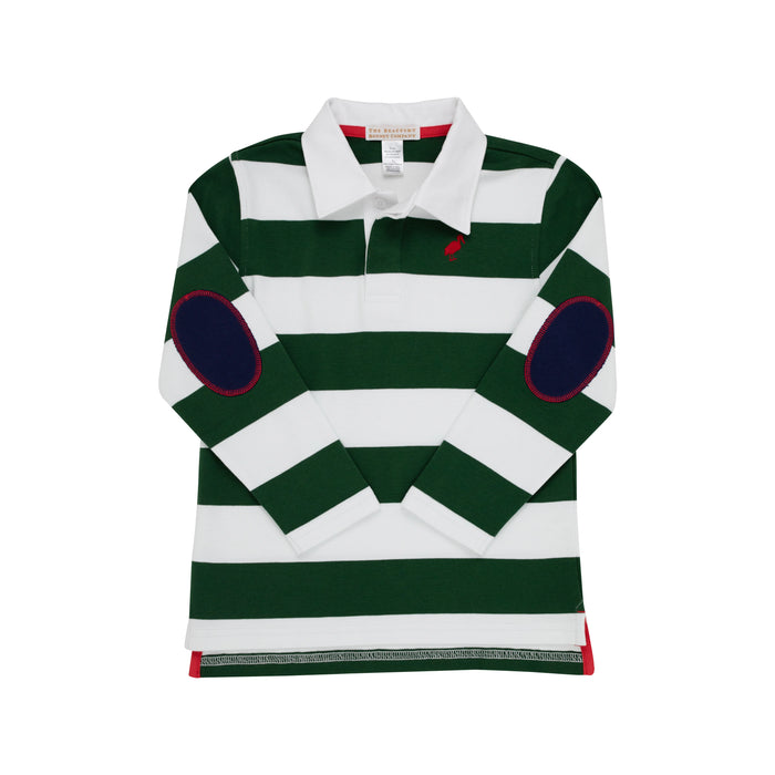 Rollins Rugby Shirt | Grier Green Rugby Stripe with Richmond Red