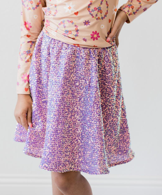 Sequin Twirl Skirt | Purple