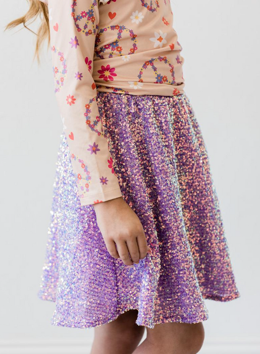 Sequin Twirl Skirt | Purple