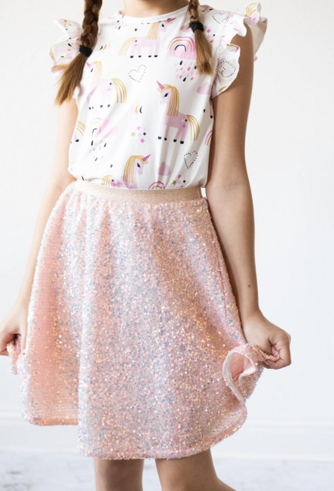 Sequin Twirl Skirt | Peach