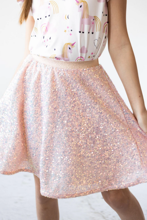 Sequin Twirl Skirt | Peach