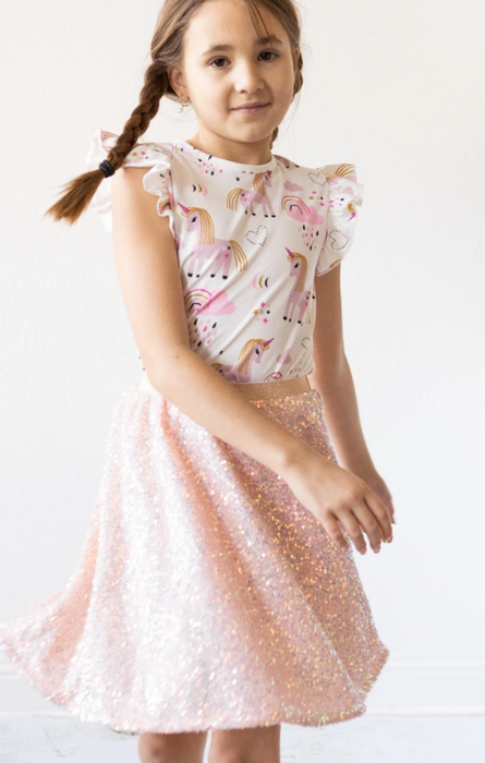 Sequin Twirl Skirt | Peach