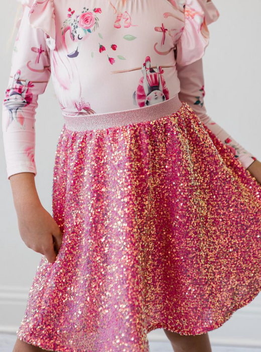Sequin Twirl Skirt | Hot Pink