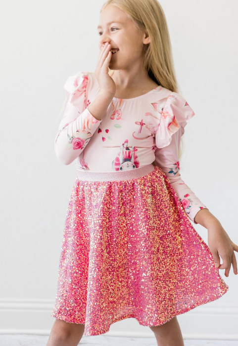 Sequin Twirl Skirt | Hot Pink