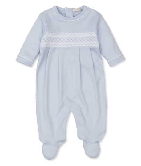 CLB Fall 23 Lt Blue Footie w/ Hand Smocking