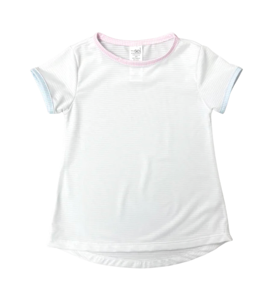 Bridget Basic T | White | Pink MG | Blue MG