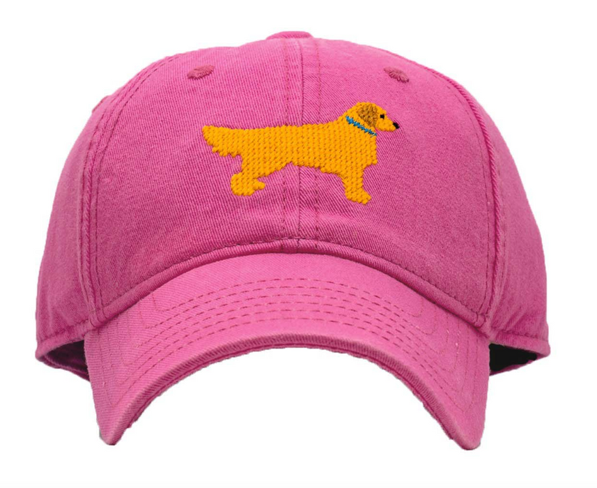 Bright Pink Embroidered Baseball Hat | Golden Retriever