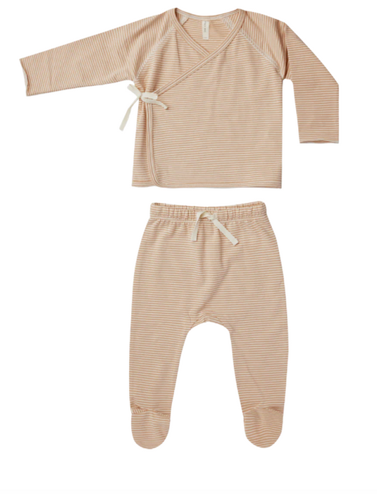 Wrap Top and Pant Set | Apricot Stripe