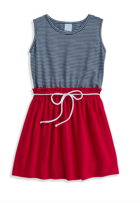 Jersey Bayview Beach Dress | Navy Thin Stripe