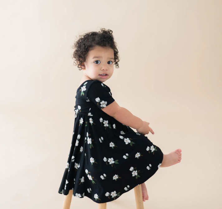 Kyte Printed Twirl Dress | Small Magnolia Midnight