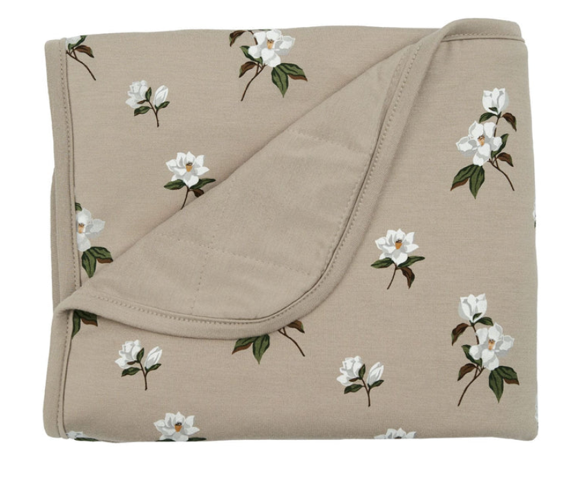 Kyte Baby Printed Baby Blanket | Small Magnolia Khaki
