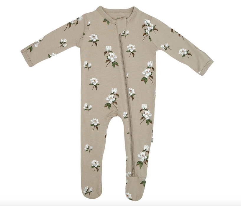 Zippered Footie | Small Magnolia Khaki