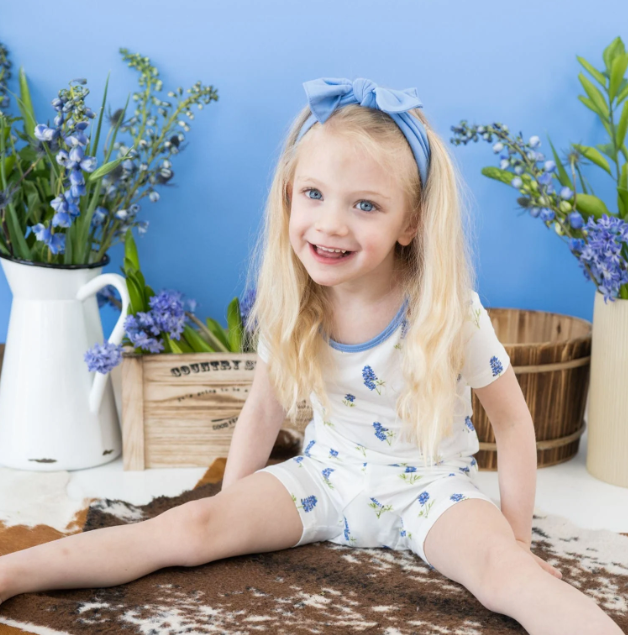 Short Sleeve Toddler Pajama Set | Periwinkle Bluebonnet