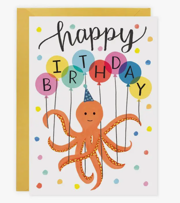 Octopus Balloons Birthday Card