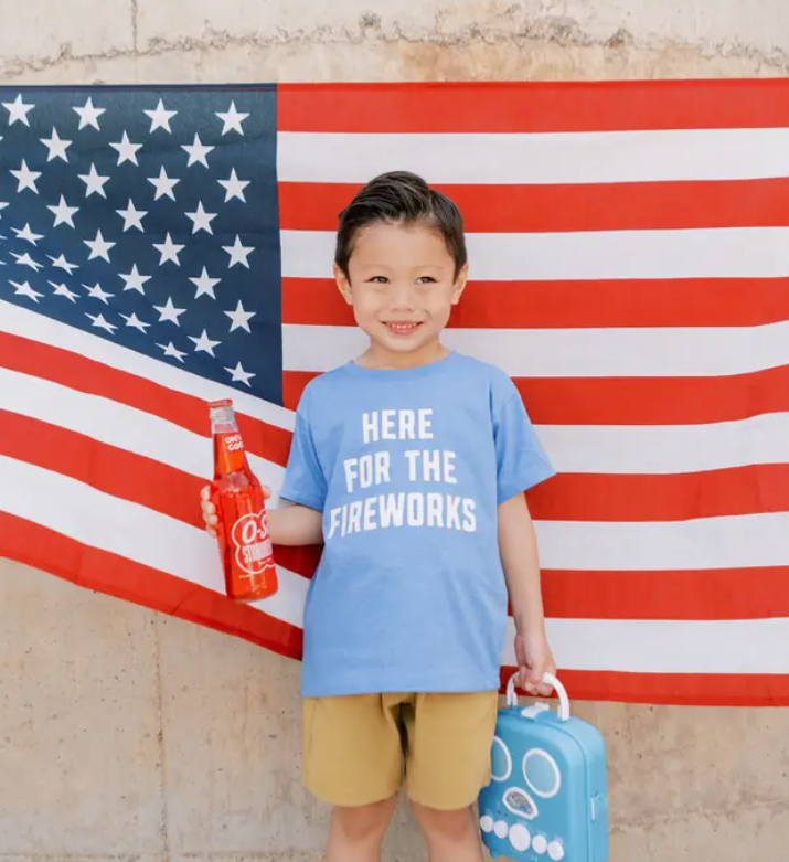 Here for Fireworks T Shirt | Blue