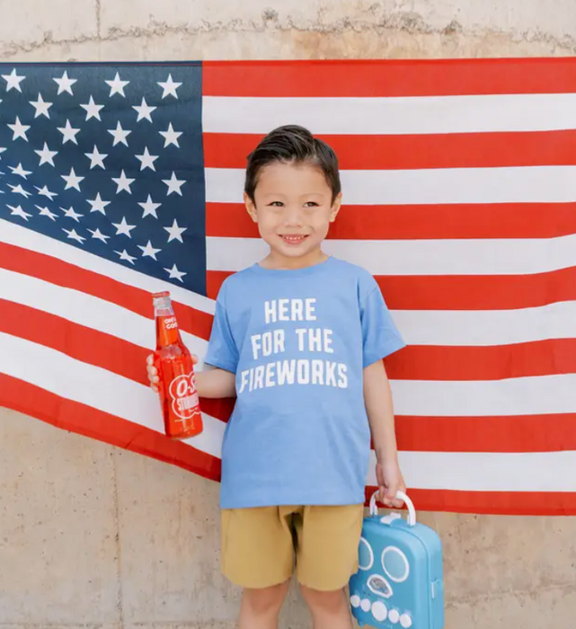 Here for Fireworks T Shirt | Blue