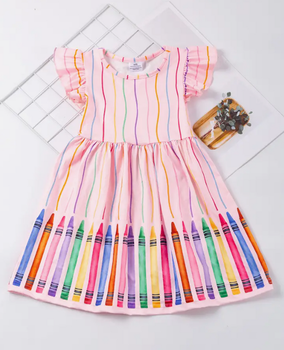 Flutter Sleeve Crayon Dress