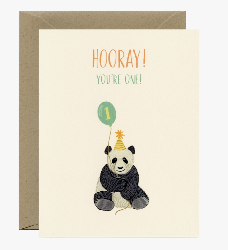 Panda First Birthday Card