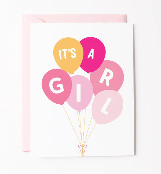 Girl Balloons Card