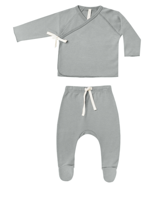 Wrap Top and Pant Set | Dusty Blue