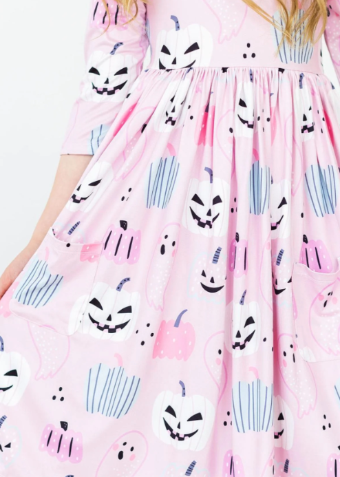 Happy Haunting 3/4 Sleeve Pocket Twirl Dress