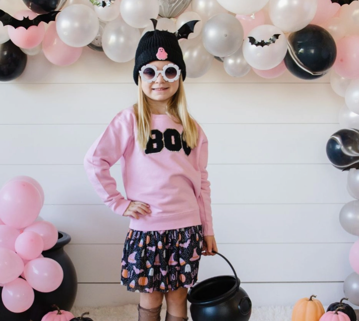 Boo Patch Halloween Sweatshirt | Pink