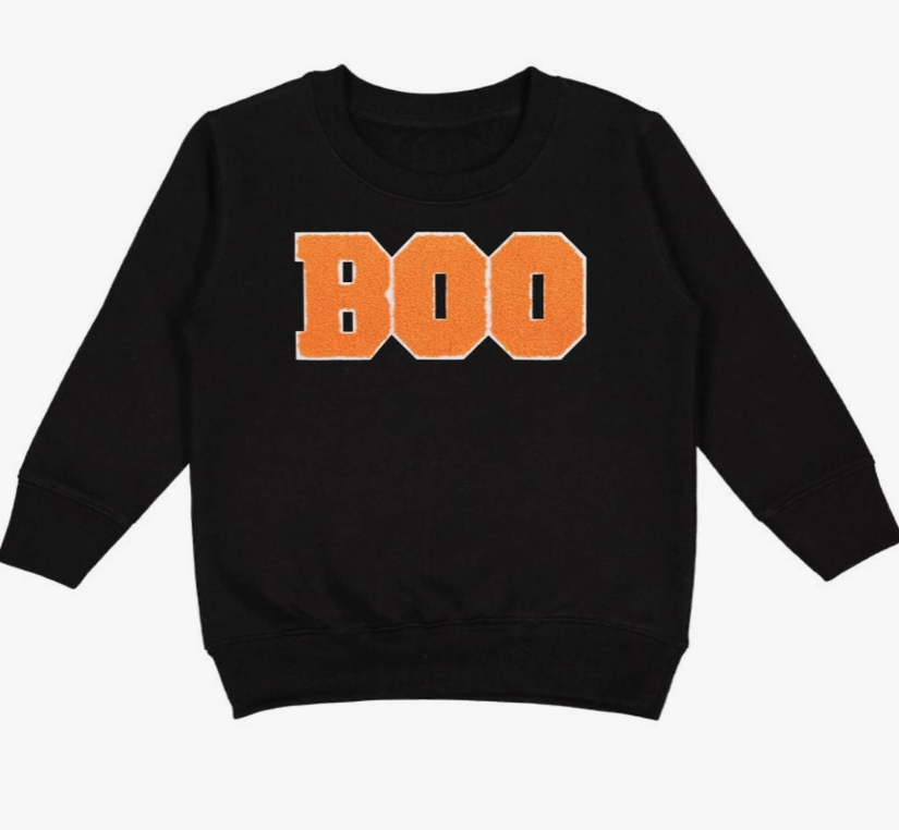 Boo Patch Halloween Sweatshirt | Black