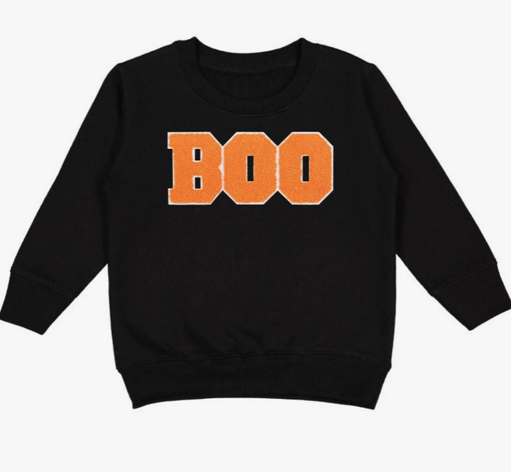 Boo Patch Halloween Sweatshirt | Black