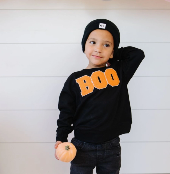 Boo Patch Halloween Sweatshirt | Black
