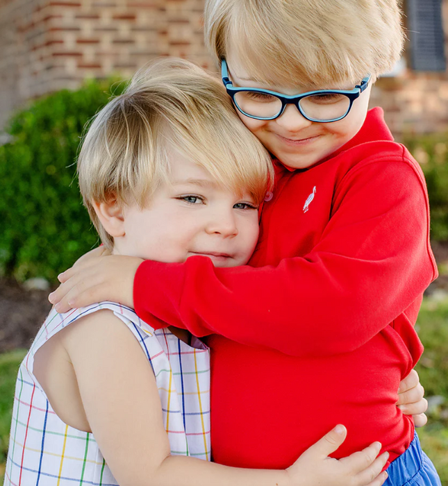 Prim and Proper Long Sleeve Polo | Richmond Red w/White Stork