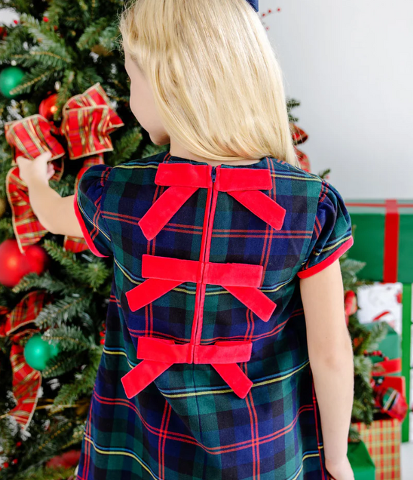 Bett's Bow Dress | Horse Trail Tartan w/Richmond Red Bows