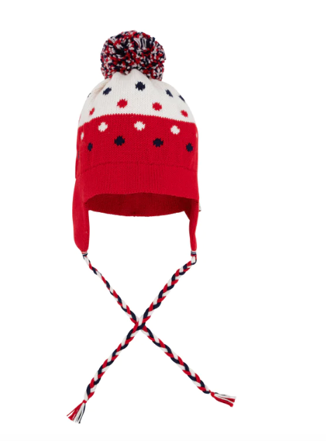 Parrish Pom Pom Hat | Palmetto Pearl w/Richmond Red Nantucket Navy Dots