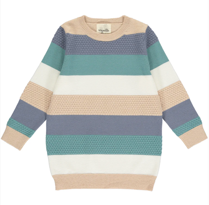 Phia  Sweater | Tan/ Blue Stripe