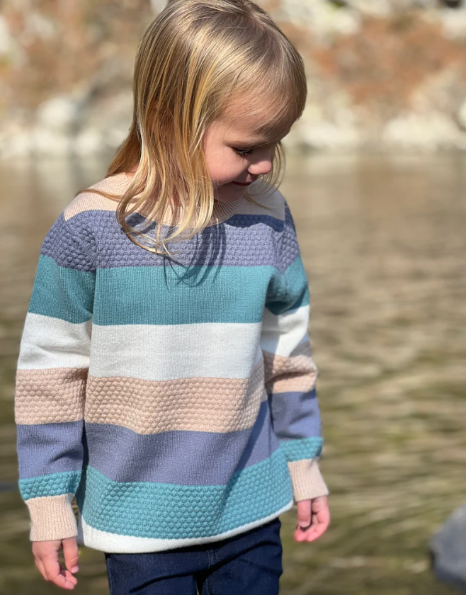 Phia  Sweater | Tan/ Blue Stripe