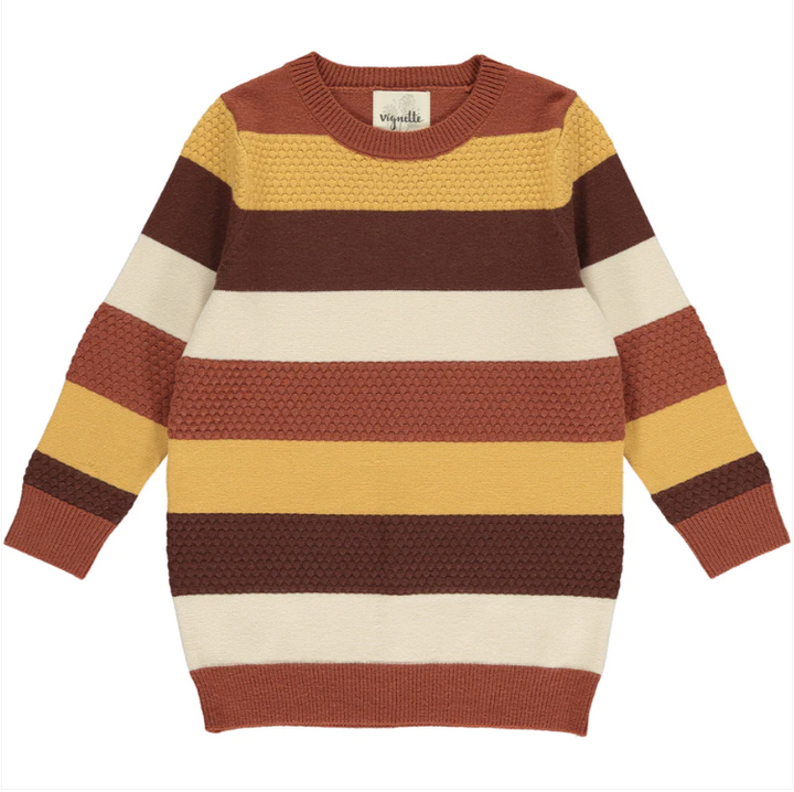 Phia  Sweater | Pumpkin/Brown Stripe
