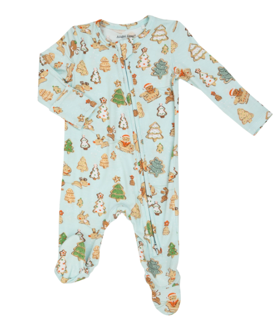 Two Way Zipper Footie | Gingerbread Sleigh Ride Blue