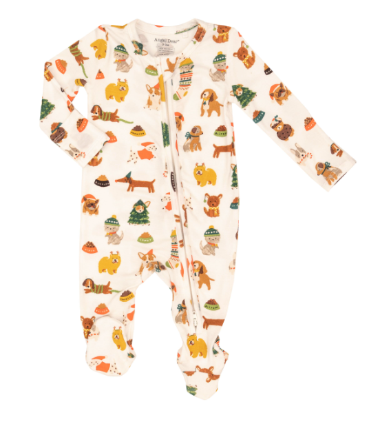 Two Way Zipper Footie | Santa Paws Ivory