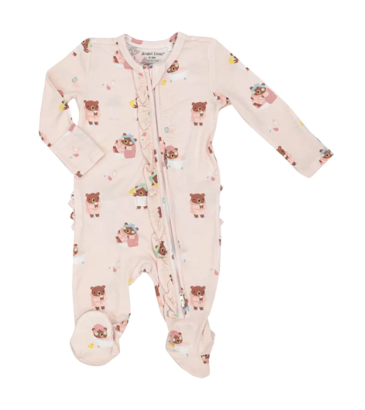 Two Way Ruffle Back Zipper Footie | Spa Day