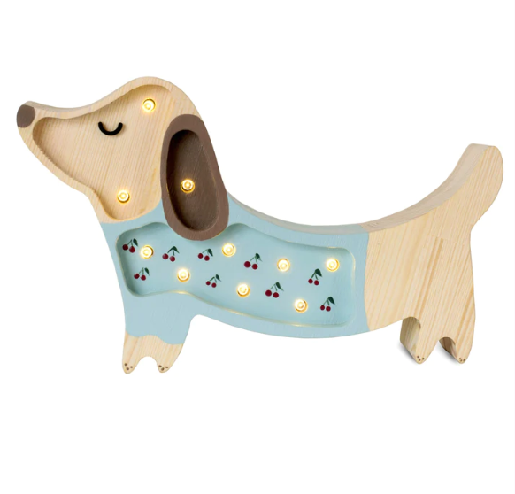 Mini Puppy Lamp | Cherries on Blue