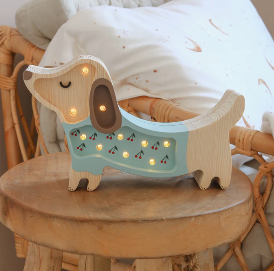 Mini Puppy Lamp | Cherries on Blue