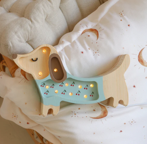 Mini Puppy Lamp | Cherries on Blue