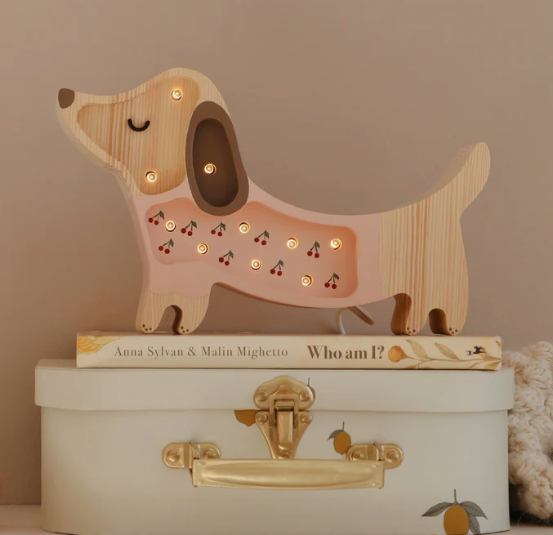 Mini Puppy Lamp | Cherries on Pink