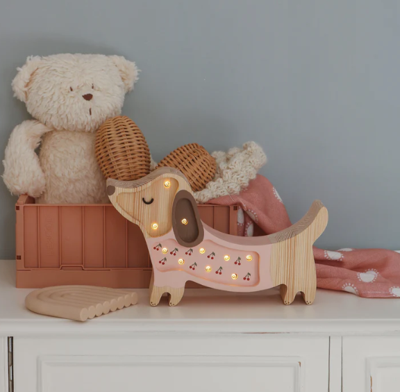 Mini Puppy Lamp | Cherries on Pink