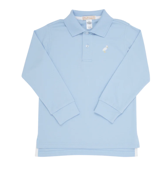 Prim and Proper Long Sleeve Polo | Beale Street Blue w/Multi Stork