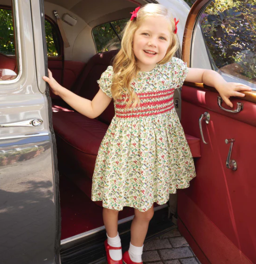 Christmas Botanical Smocked Dress