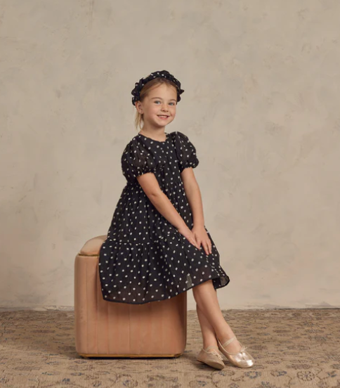 Chloe Dress | Black & Ivory Dot
