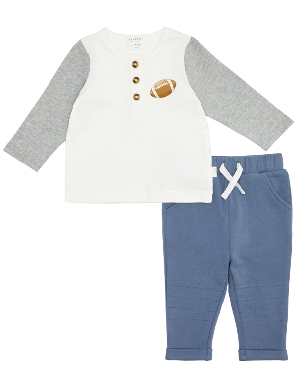Football L/S Henley/Pant Set | Off White