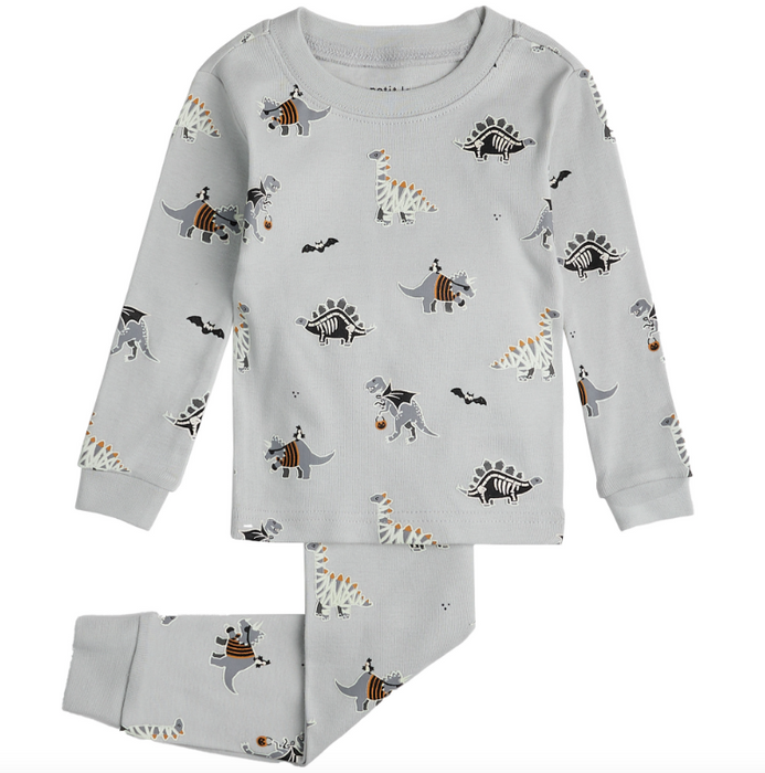 Halloween Dino PJ Set | Lt Grey