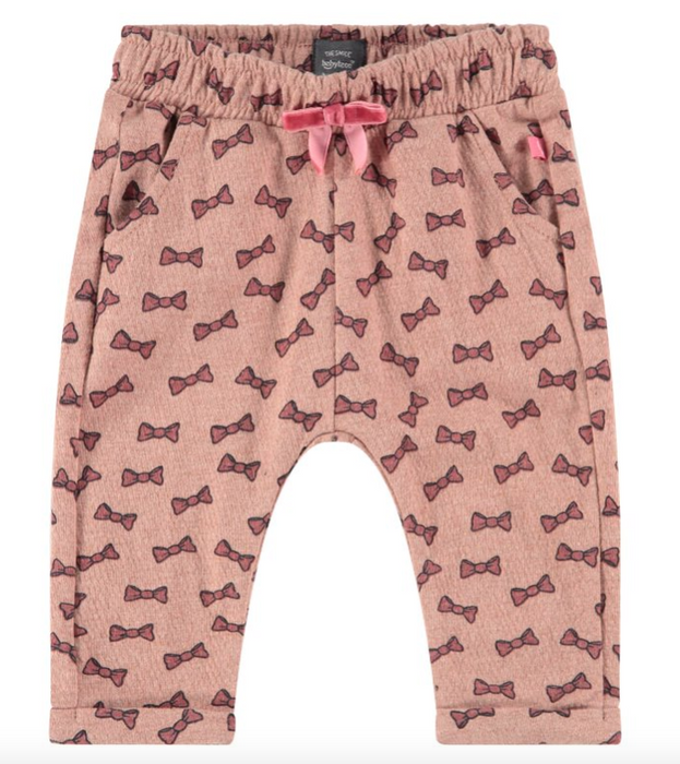 Baby Girl Bow Print Sweatpants | Blush